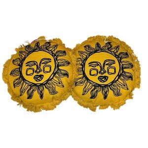 NEW - (2) Opalhouse Sunshine Decorative Pillows - 16” Round - Gold/Black